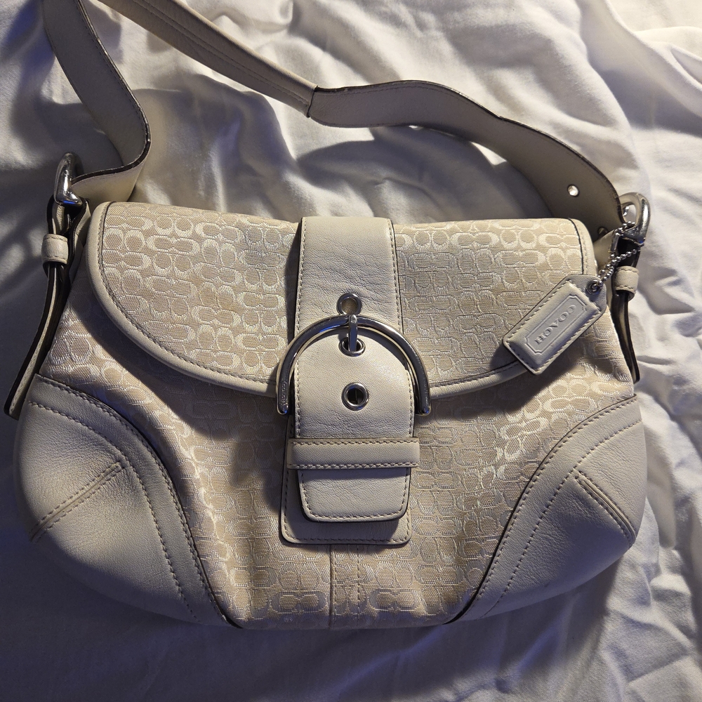 Coach Beige and Cream Shoulder Bag